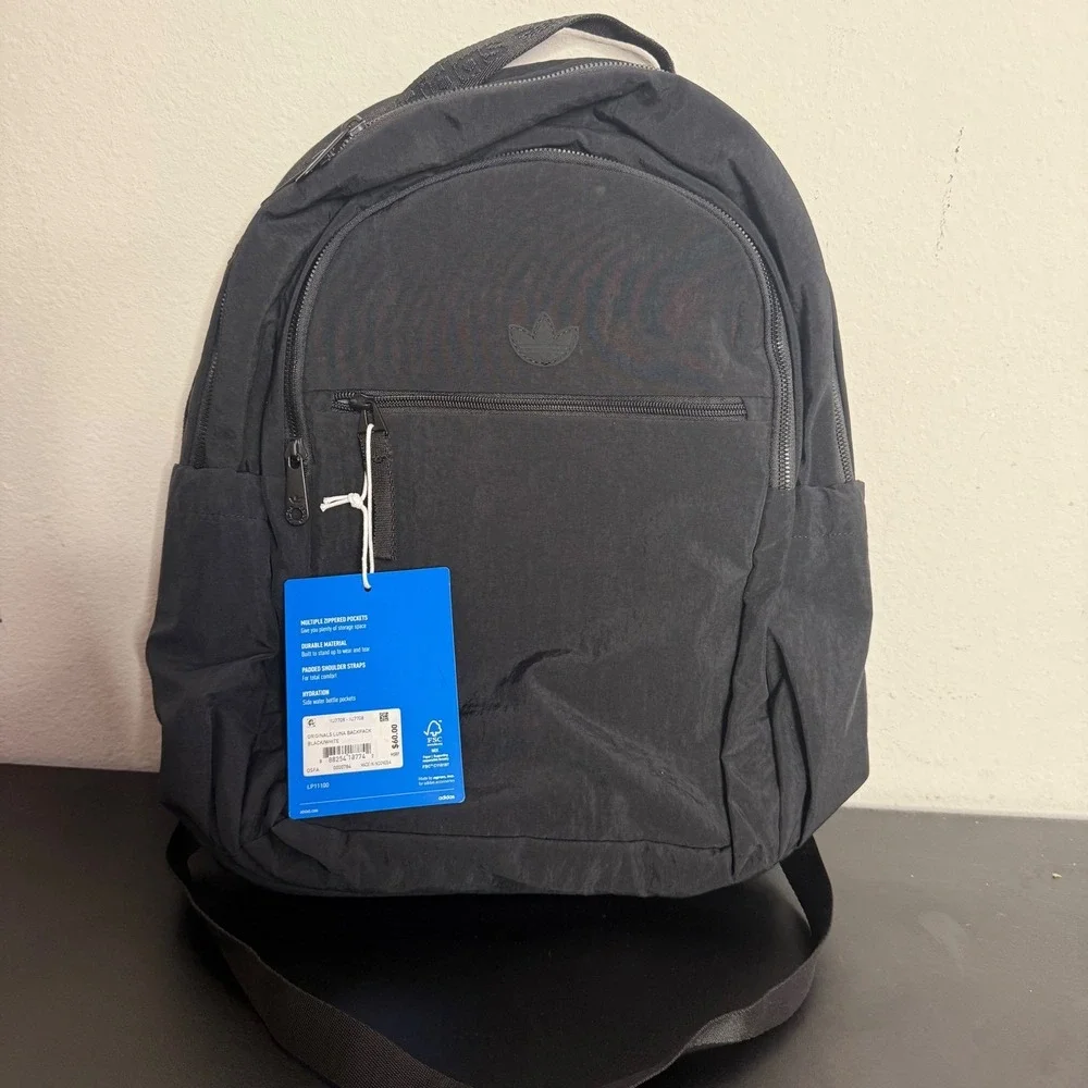 Adidas‎ Originals Luna Backpack Black Nylon Padded Straps Travel Unisex NEW
